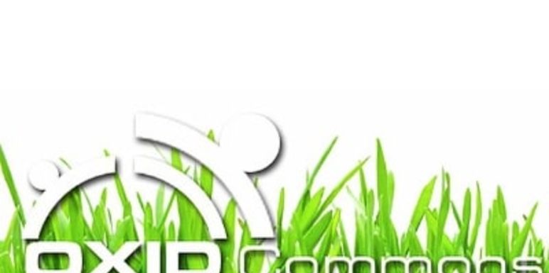 Logo Oxid Commons mit Gras im Hintergrund