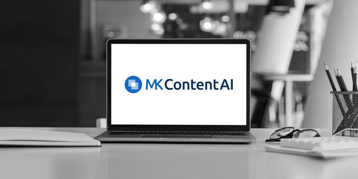 LAptop Bildschirm mit Logo von MK ContentAI