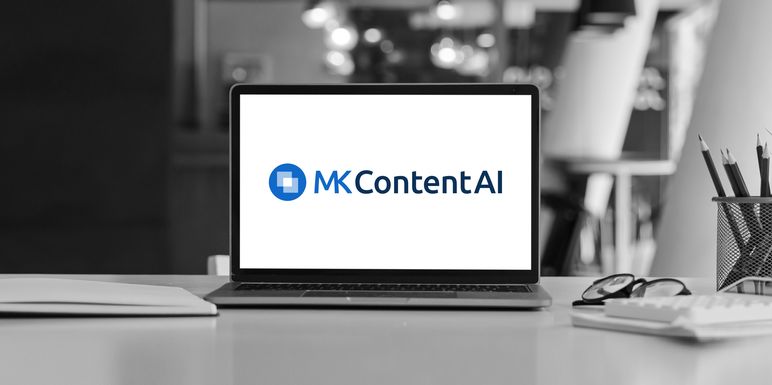 LAptop Bildschirm mit Logo von MK ContentAI